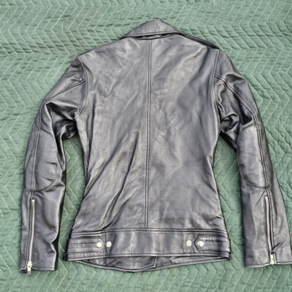 Exemplar Mens Black Leather Motorcycle Jacket Size M Asymmetrical Zip - Image 4