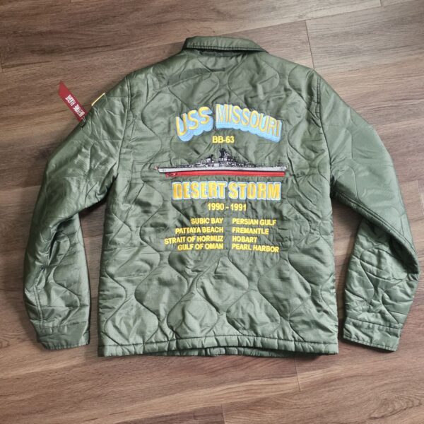 Alpha Industries USS Missouri Desert Storm Military Bomber Jacket Size L - Image 4