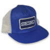 Vintage SEIKO Blue & White Mesh Trucker Baseball Cap Adjustable Snapback Hat
