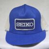 Vintage SEIKO Blue & White Mesh Trucker Baseball Cap Adjustable Snapback Hat - Image 5