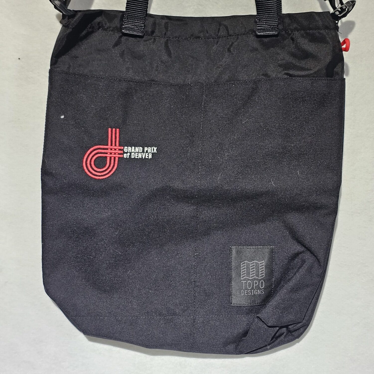Topo Designs Black Tote Bag with Grand Prix of Denver Logo - Image 3