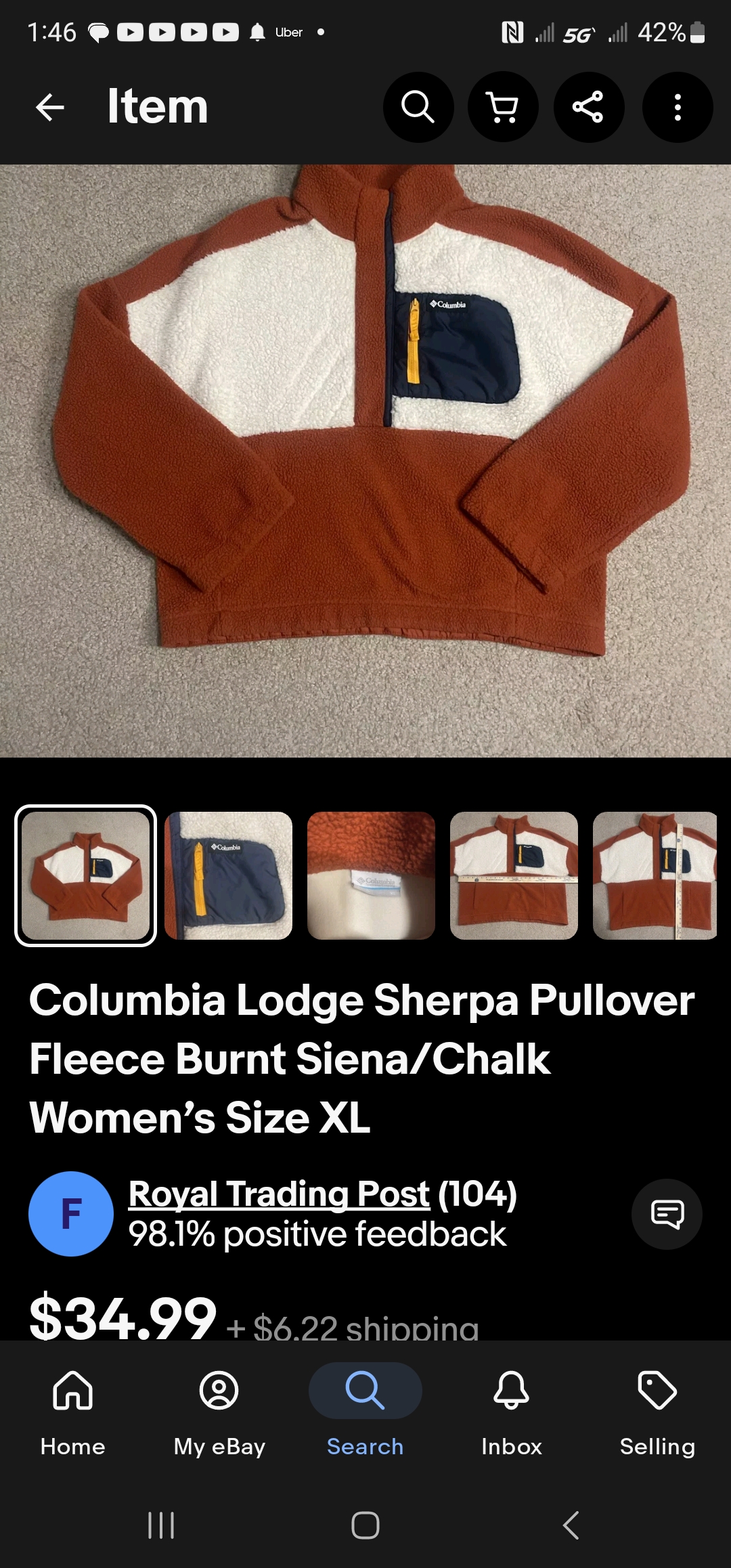 Columbia Lodge Sherpa Pullover Fleece Burnt Siena/Chalk Women's XXL - Image 4