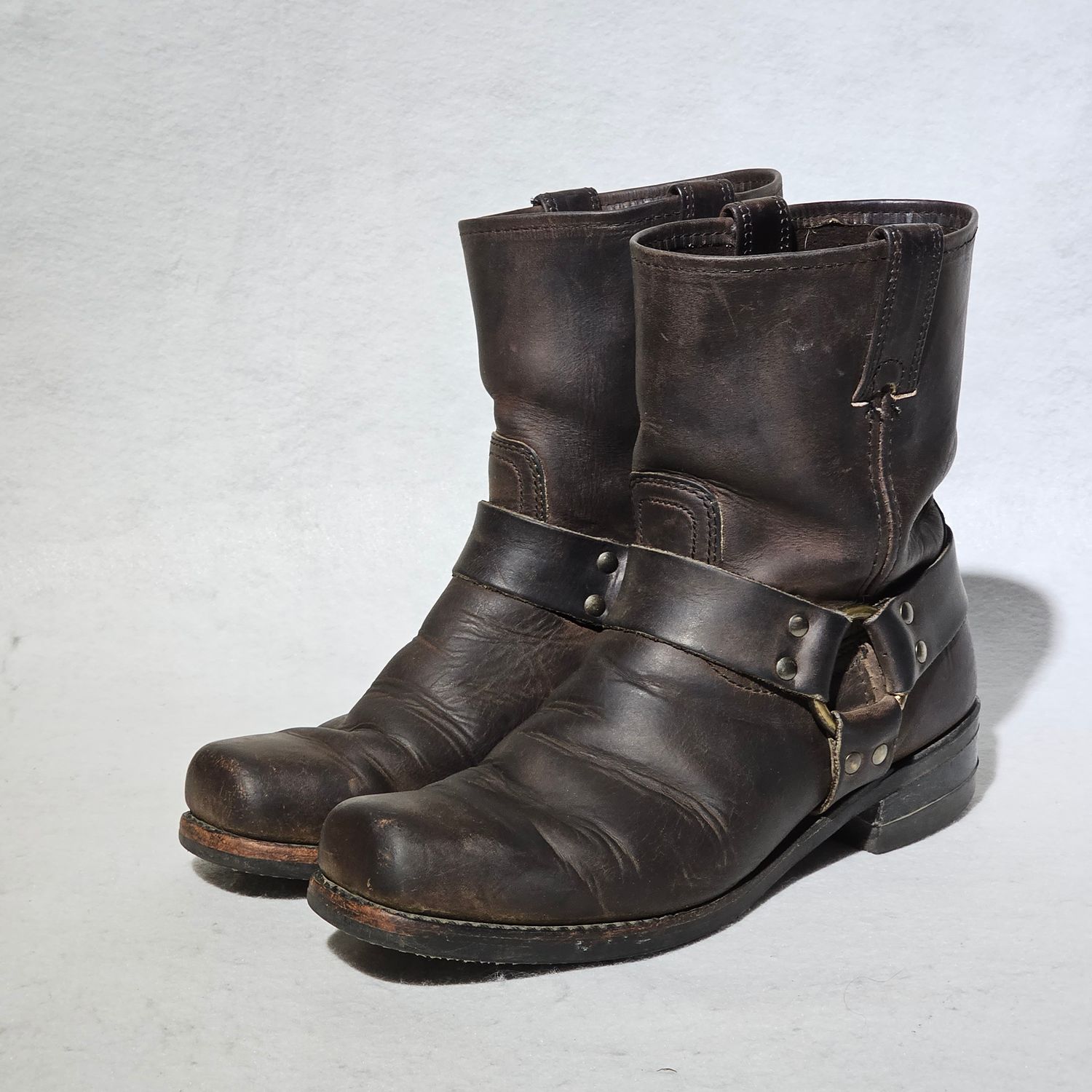 Frye 87400 Conway Men's Brown Leather Harness Western Ankle Boots 9.5 W - Image 6