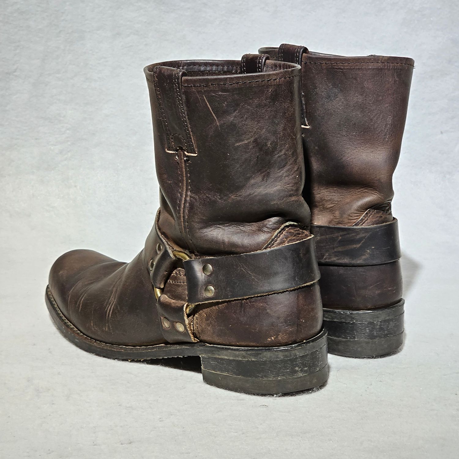 Frye 87400 Conway Men's Brown Leather Harness Western Ankle Boots 9.5 W - Image 9