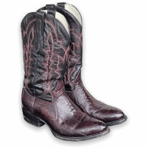J.B. Dillon Clayton Men's Burgundy Lizard Leather Western Boots Size 9D