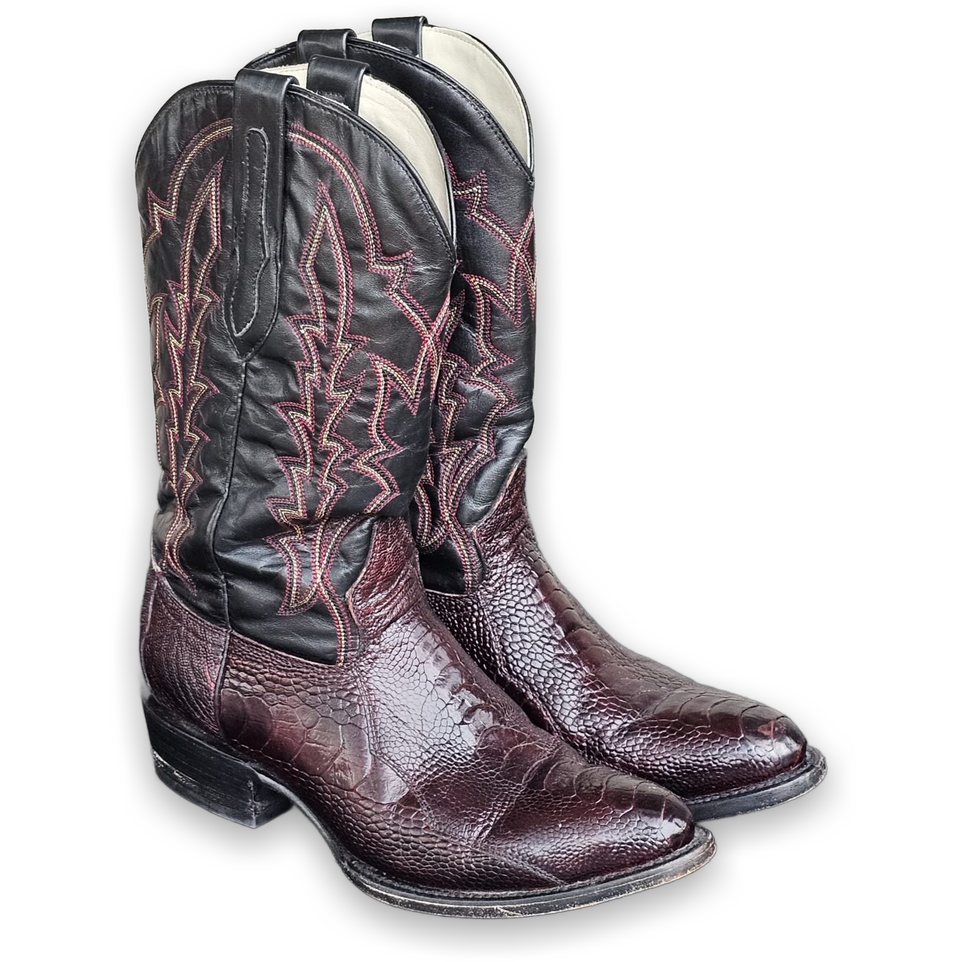 J.B. Dillon Clayton Men's Burgundy Lizard Leather Western Boots Size 9D