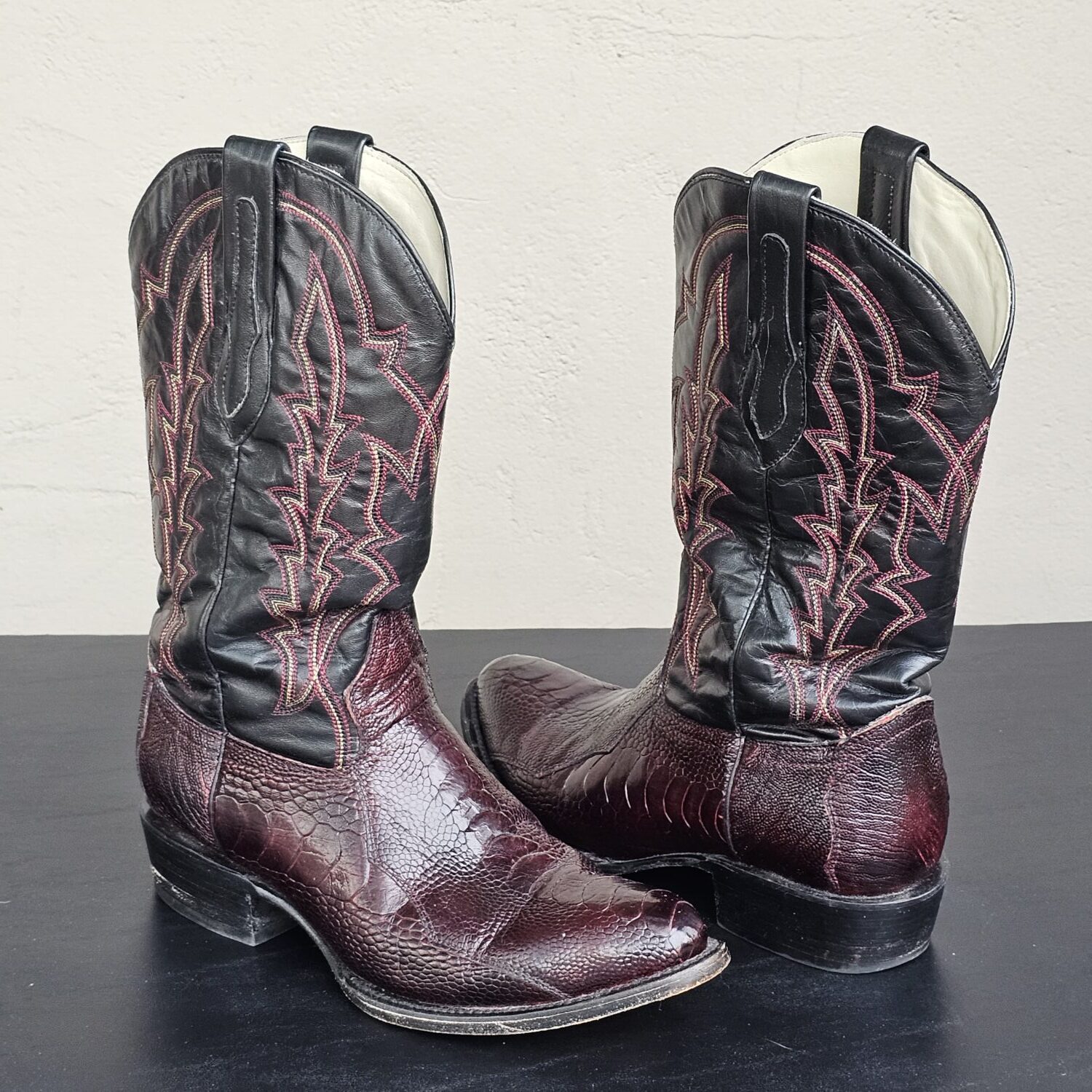 J.B. Dillon Clayton Men's Burgundy Lizard Leather Western Boots Size 9D - Image 4