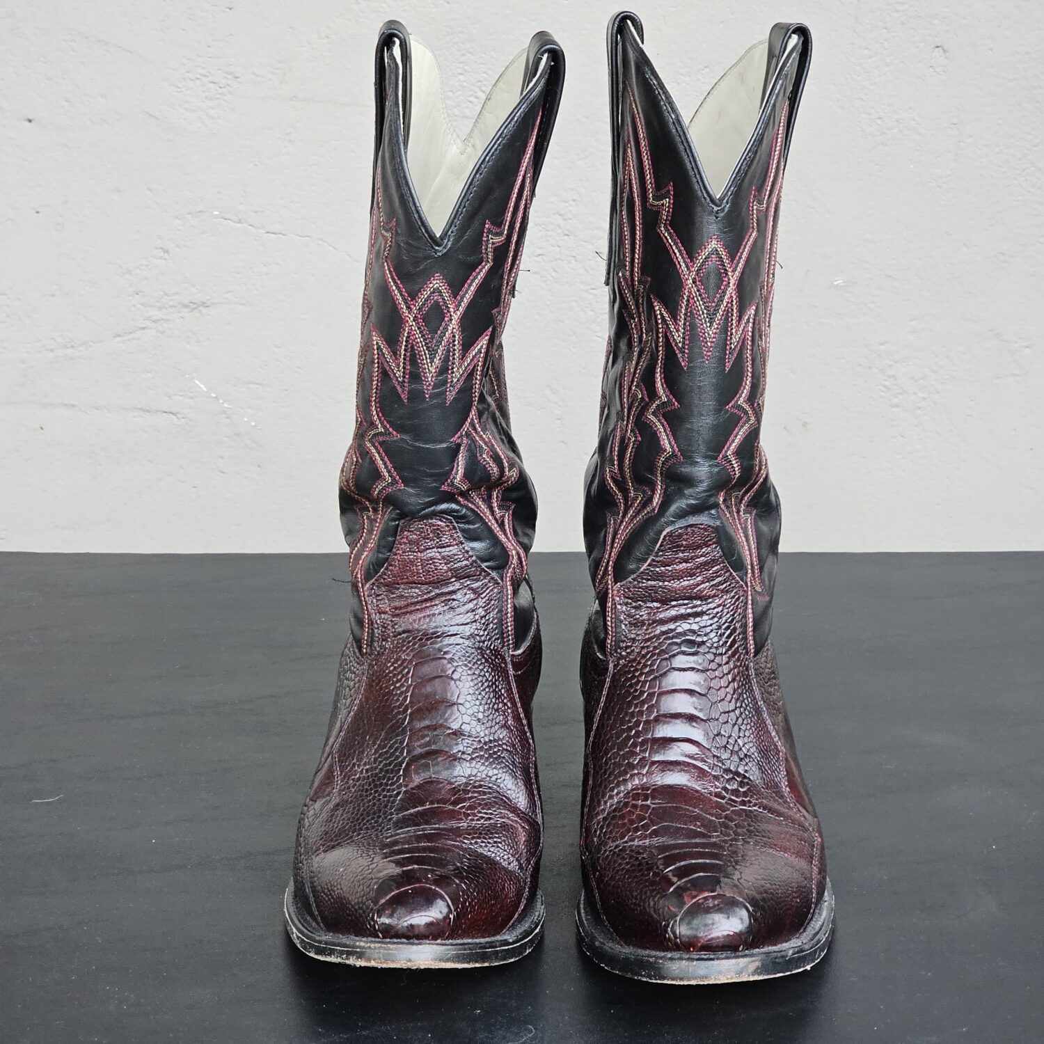 J.B. Dillon Clayton Men's Burgundy Lizard Leather Western Boots Size 9D - Image 5