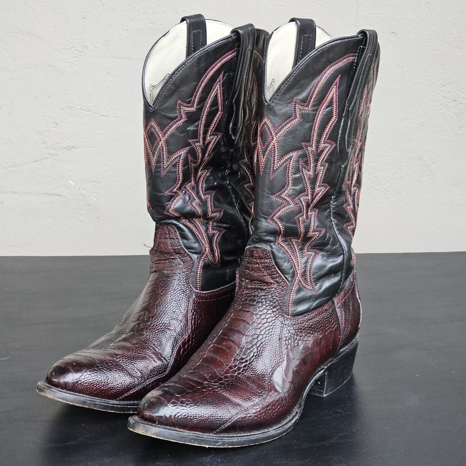J.B. Dillon Clayton Men's Burgundy Lizard Leather Western Boots Size 9D - Image 6