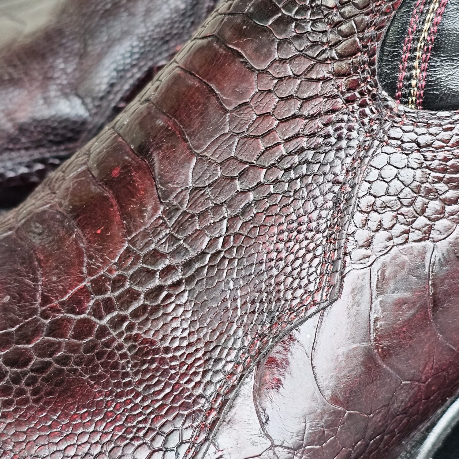 J.B. Dillon Clayton Men's Burgundy Lizard Leather Western Boots Size 9D - Image 7