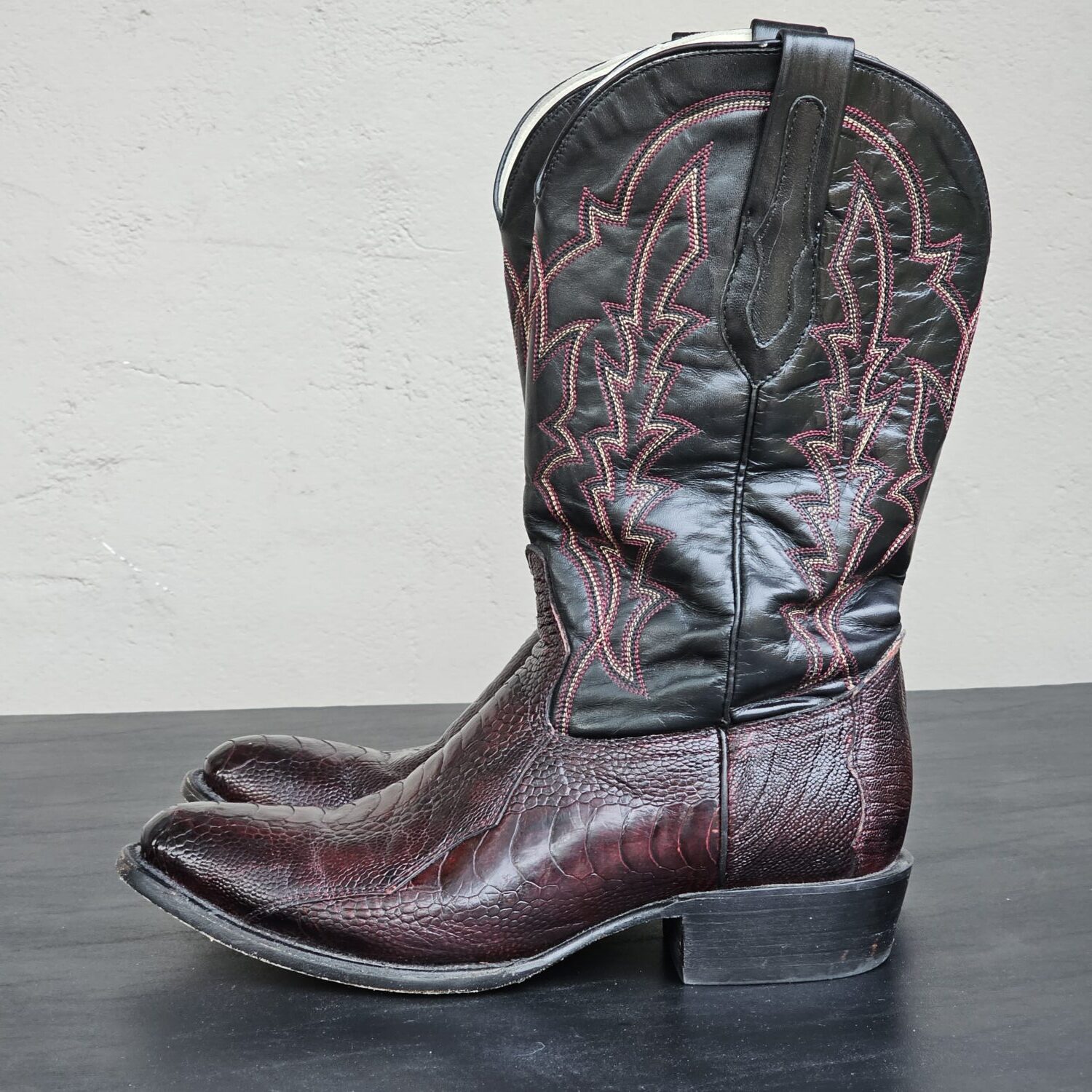 J.B. Dillon Clayton Men's Burgundy Lizard Leather Western Boots Size 9D - Image 8