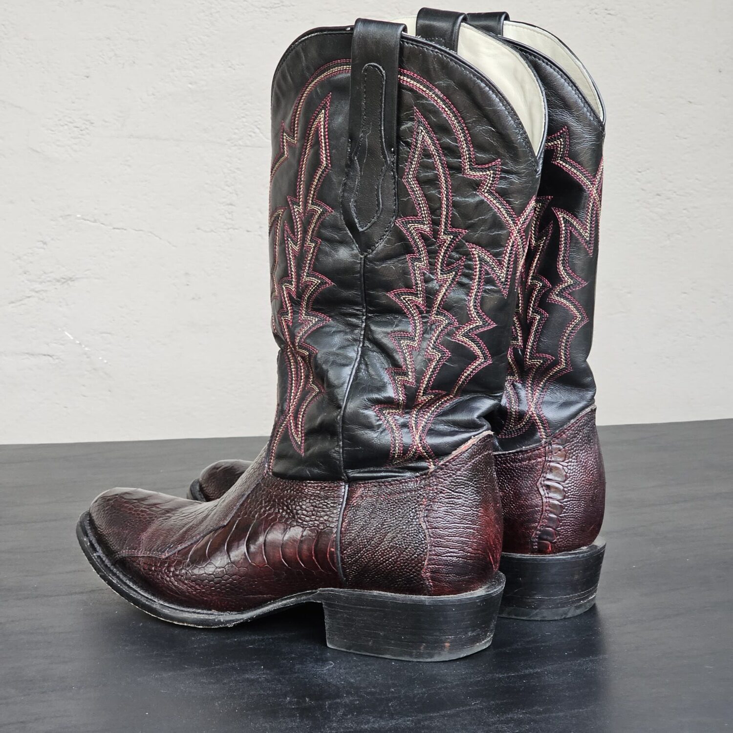 J.B. Dillon Clayton Men's Burgundy Lizard Leather Western Boots Size 9D - Image 9
