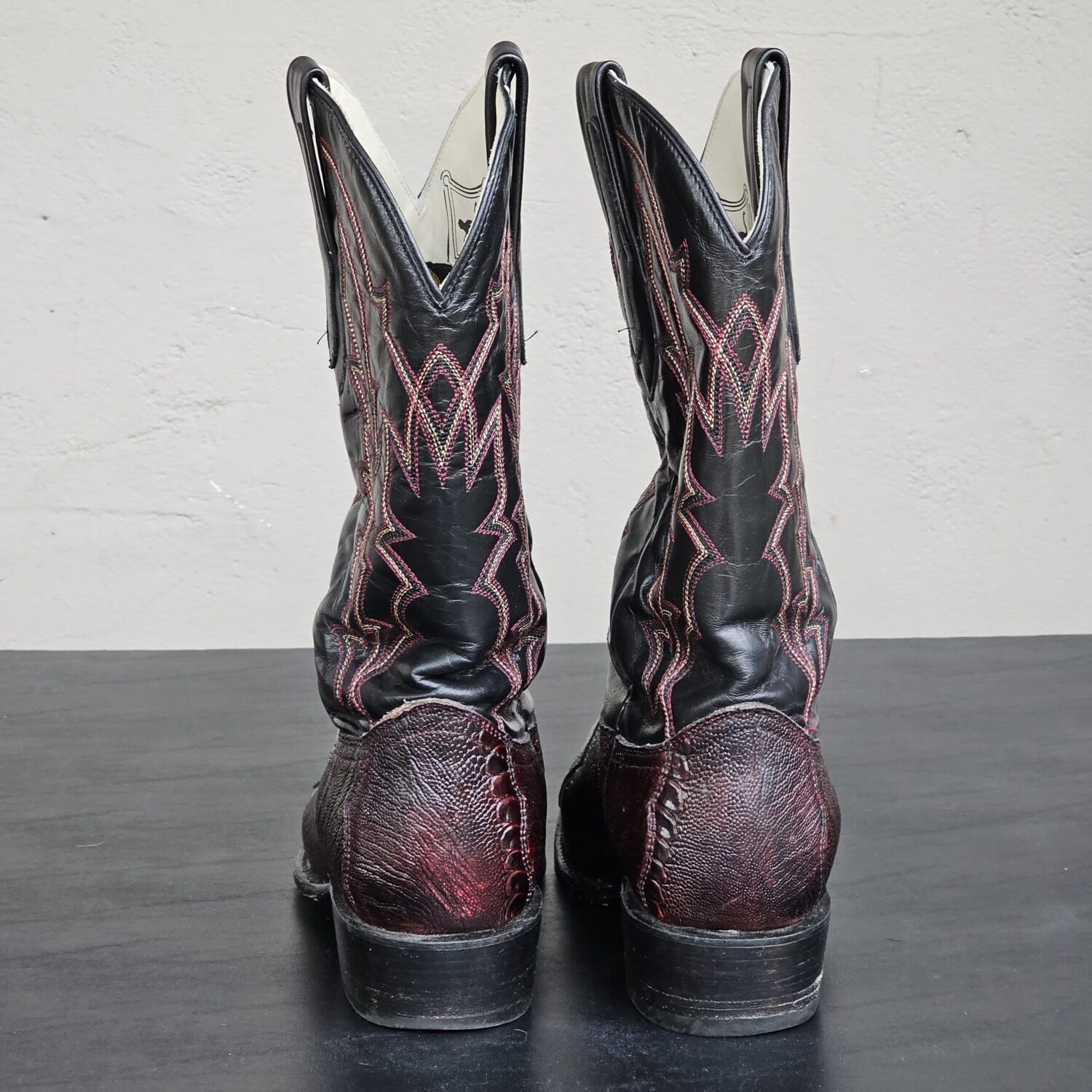 J.B. Dillon Clayton Men's Burgundy Lizard Leather Western Boots Size 9D - Image 10