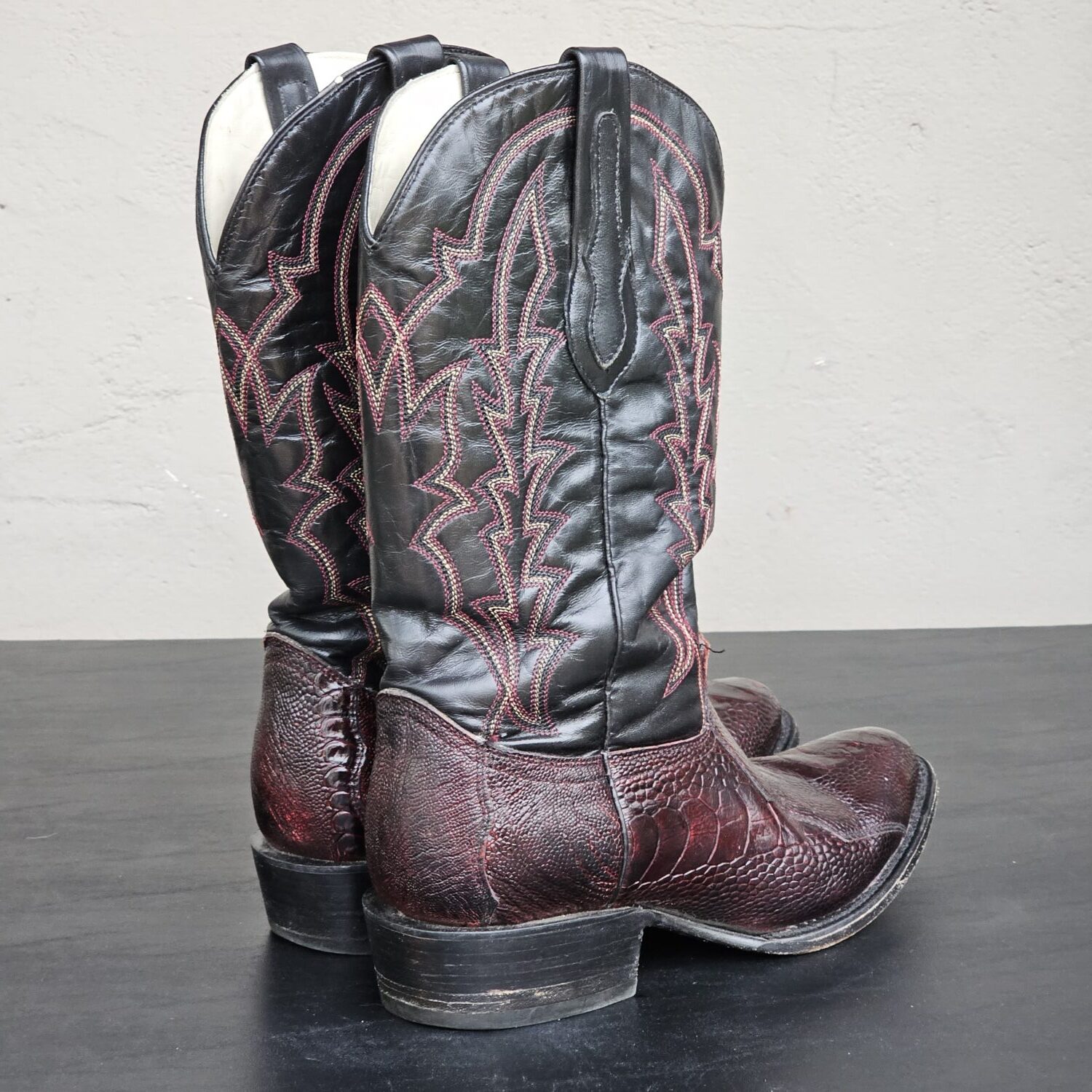 J.B. Dillon Clayton Men's Burgundy Lizard Leather Western Boots Size 9D - Image 11
