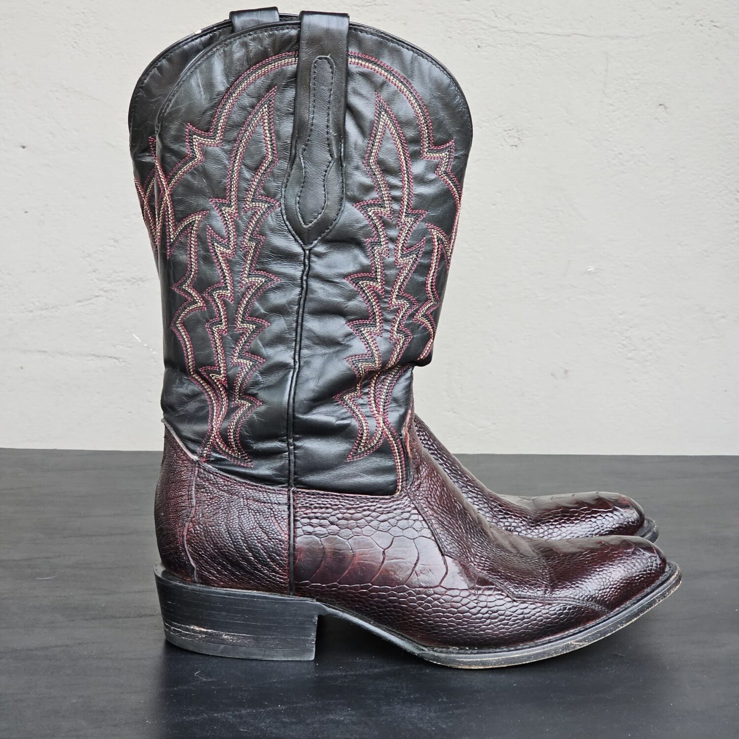 J.B. Dillon Clayton Men's Burgundy Lizard Leather Western Boots Size 9D - Image 12