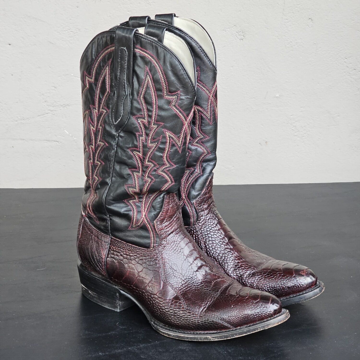 J.B. Dillon Clayton Men's Burgundy Lizard Leather Western Boots Size 9D - Image 13