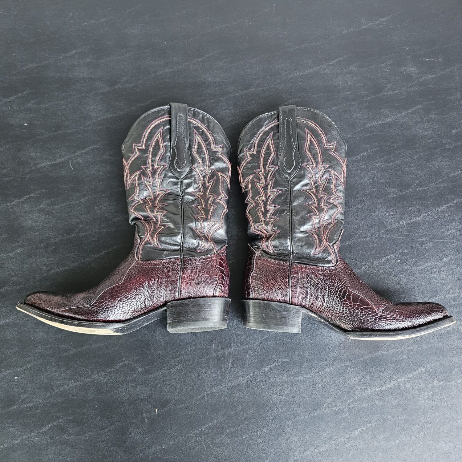 J.B. Dillon Clayton Men's Burgundy Lizard Leather Western Boots Size 9D - Image 14