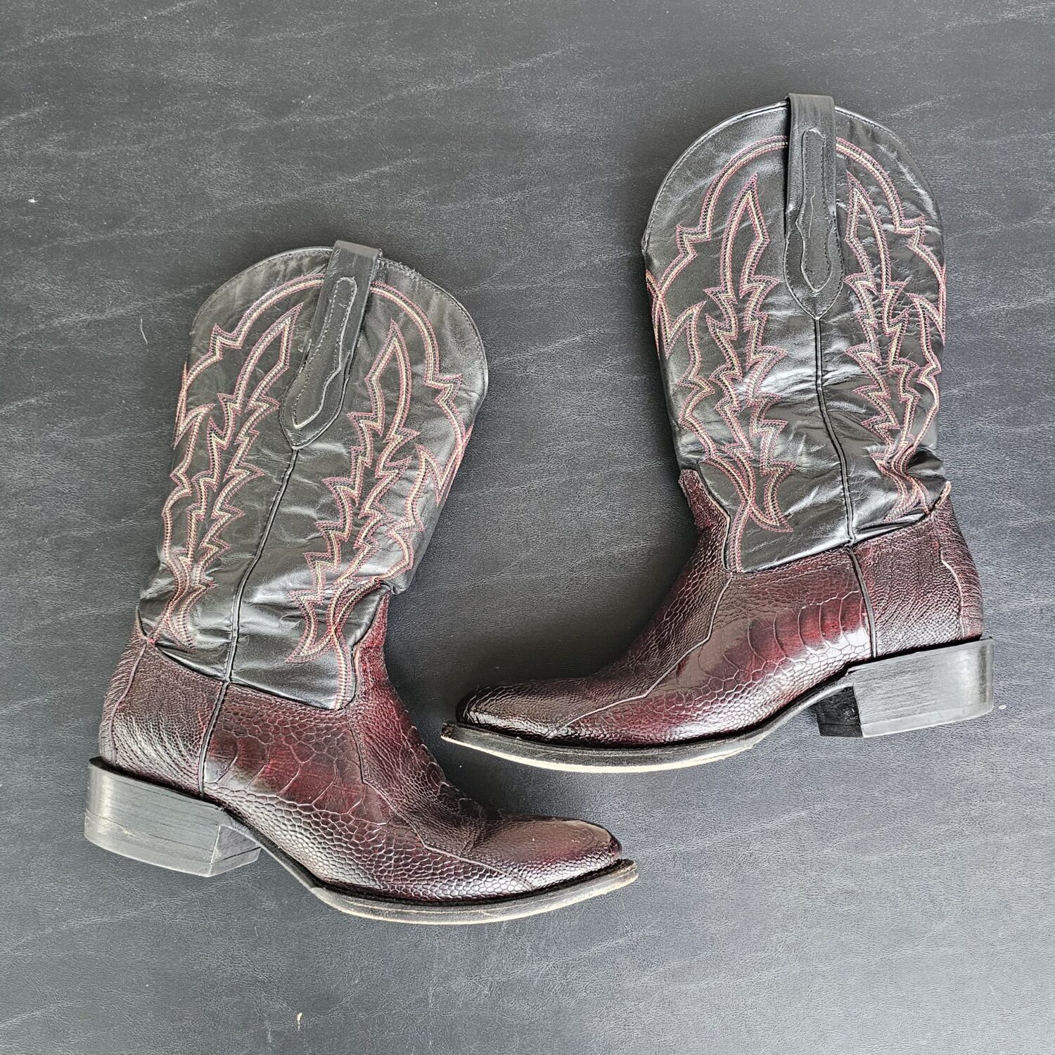 J.B. Dillon Clayton Men's Burgundy Lizard Leather Western Boots Size 9D - Image 15