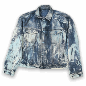 Men's Acid Wash Black & White Denim Jacket Vintage Style