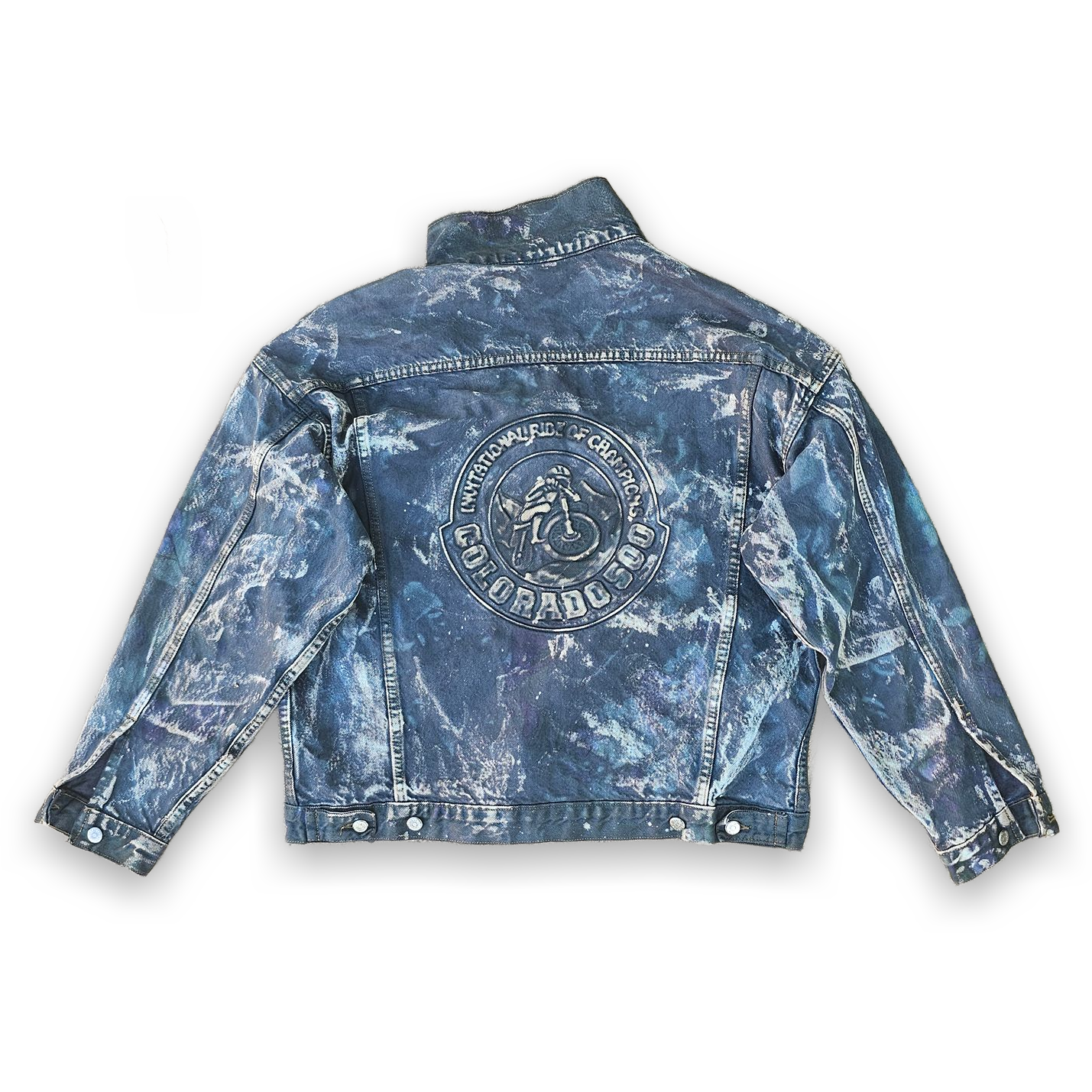 Vintage Colorado 500 Motorcycle Denim Jacket Tie Dye Men's Large