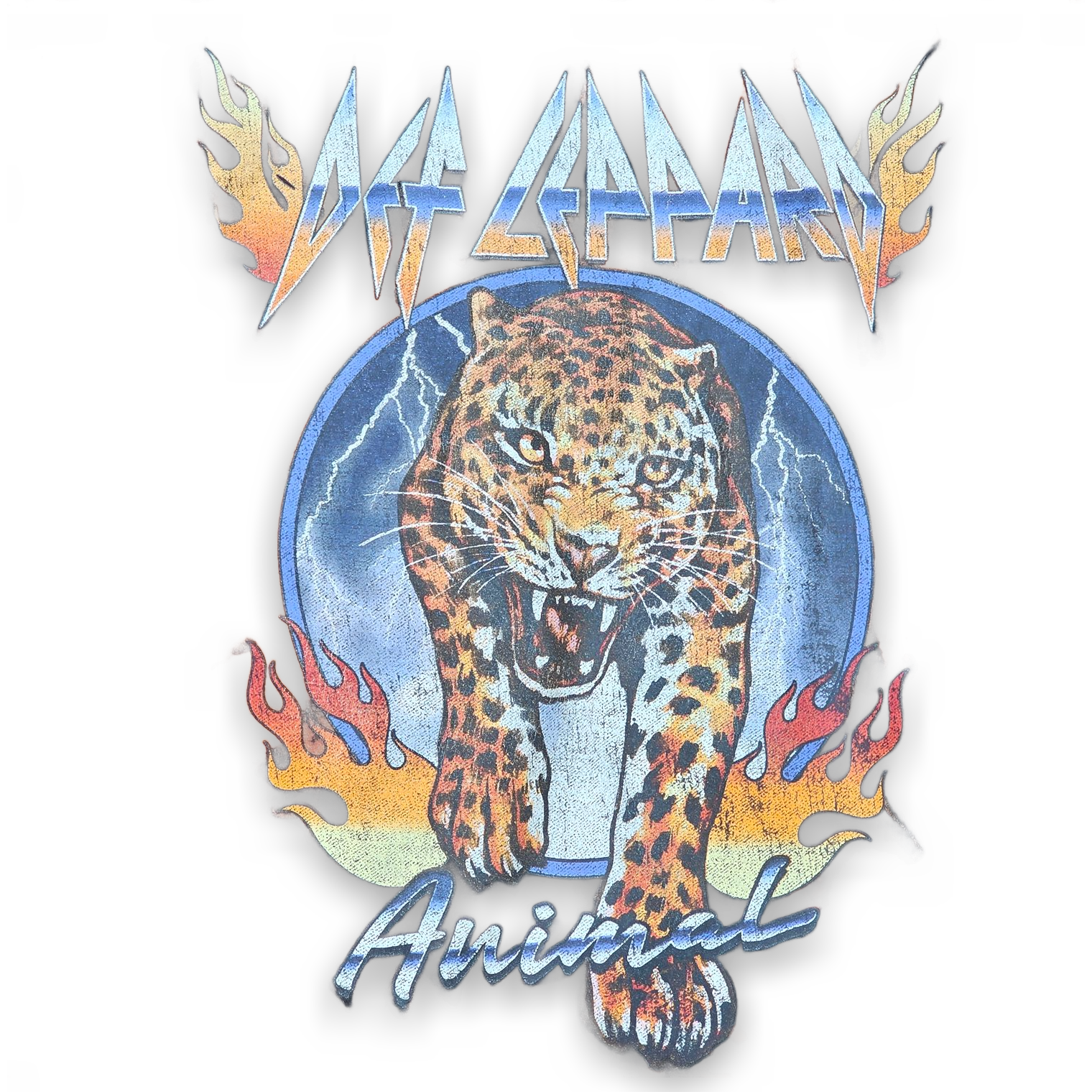 Def Leppard Animal Graphic Tie-Dye Band T-Shirt 2XL Vintage Style