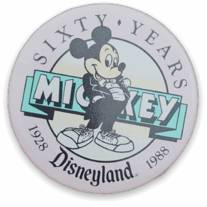 Disneyland Mickey Mouse 60 Years Button Pin 1988 Vintage