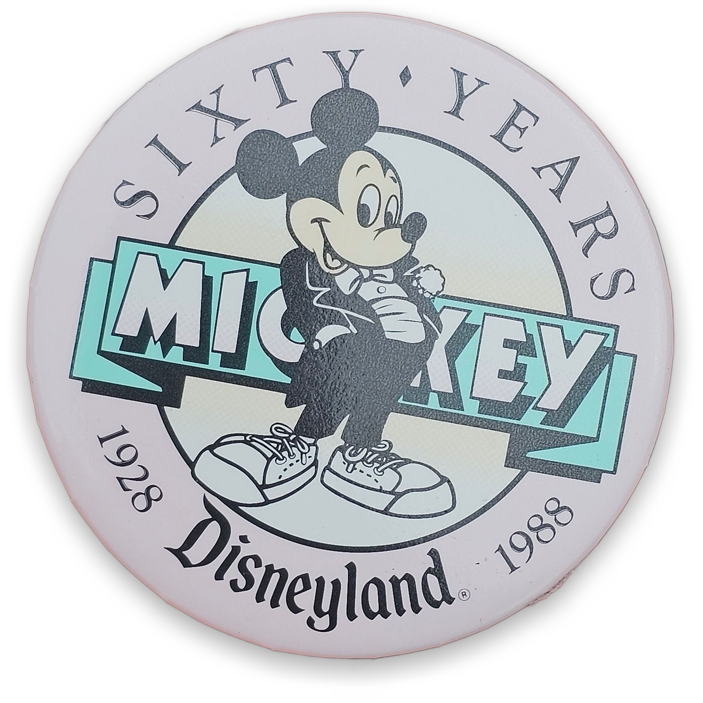 Disneyland Mickey Mouse 60 Years Button Pin 1988 Vintage