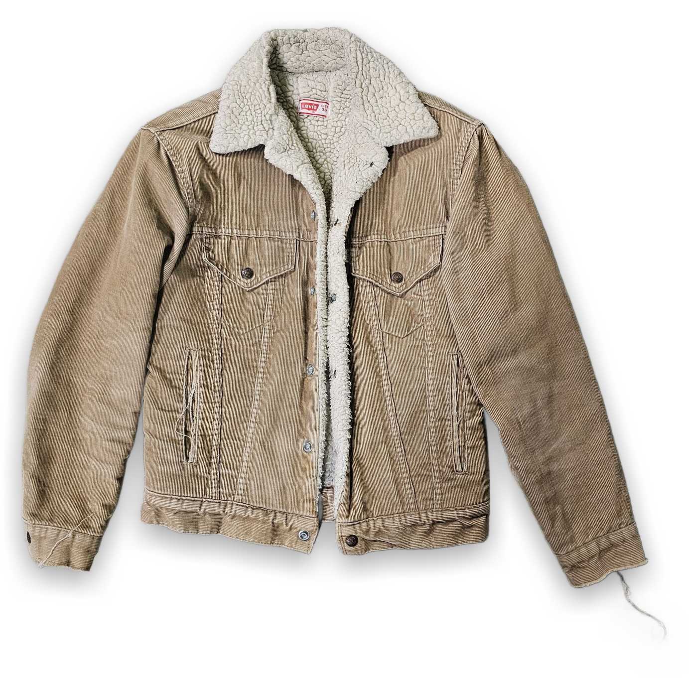 Levi's Vintage Tan Corduroy Sherpa Lined Trucker Jacket Size 36
