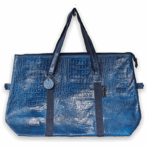 Pierre Cardin Blue Faux Croc Travel Tote Bag Made in Korea
