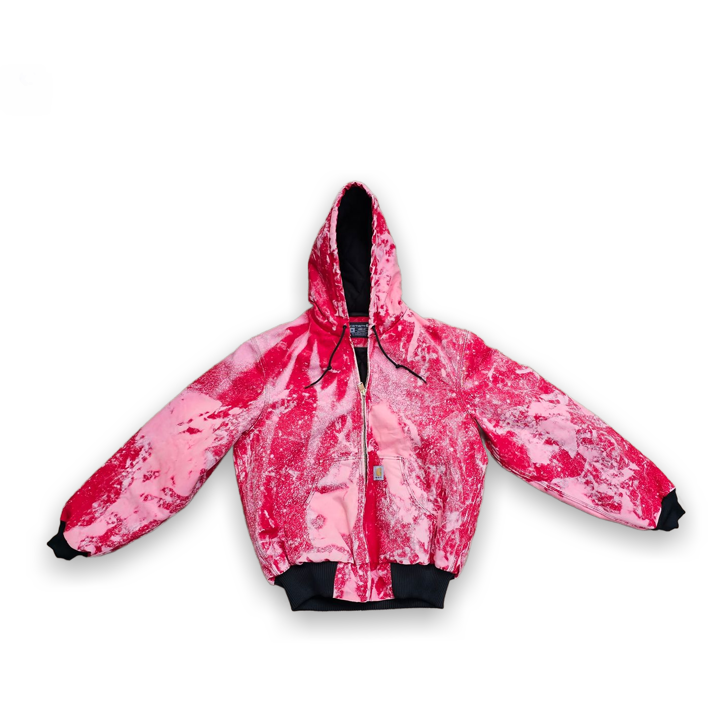Carhartt Loose Fit Red Bleach Dyed Hooded Jacket Men's M