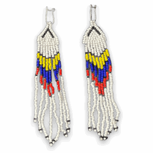 Handmade Native Style Beaded Dangle Earrings White Red Blue Yellow
