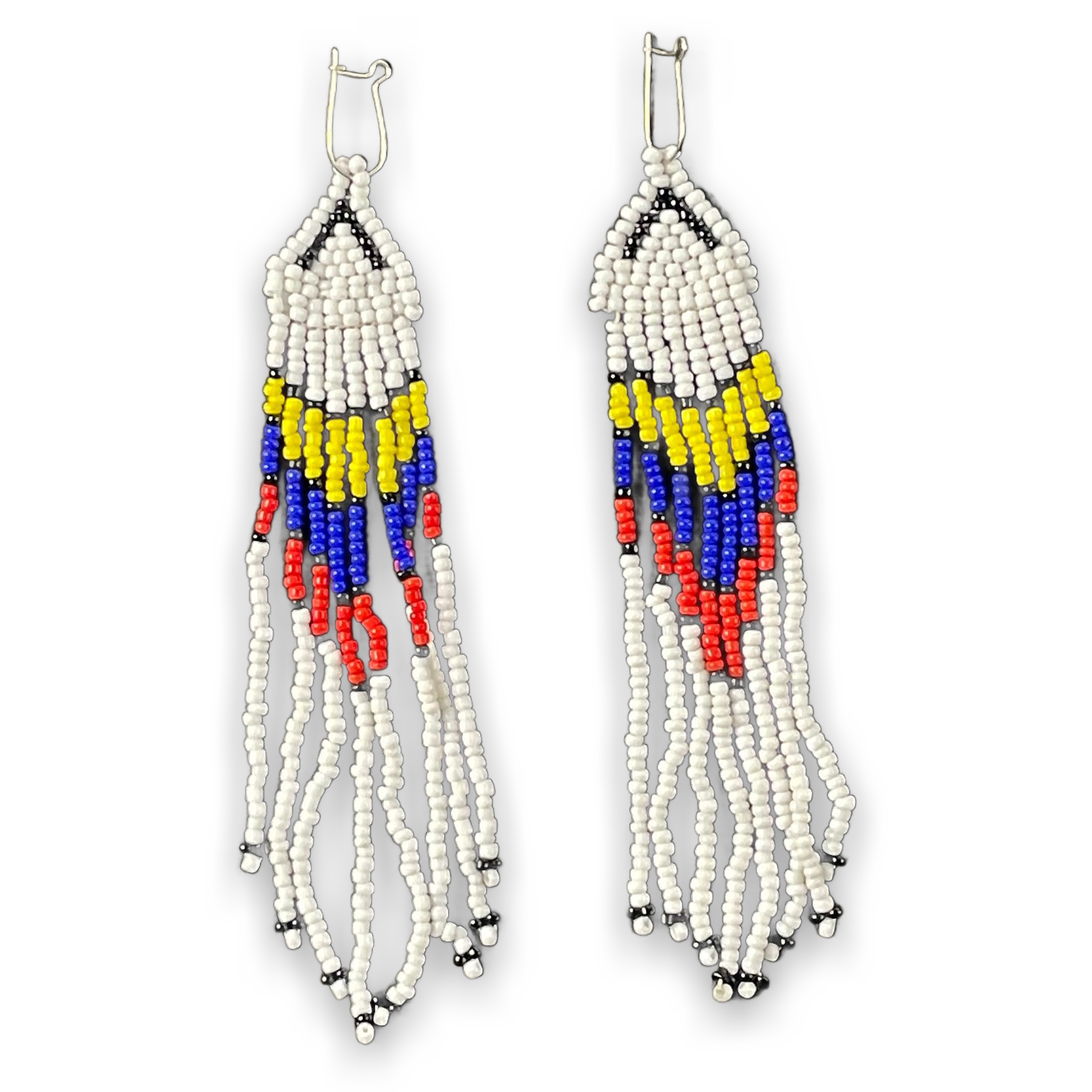 Handmade Native Style Beaded Dangle Earrings White Red Blue Yellow