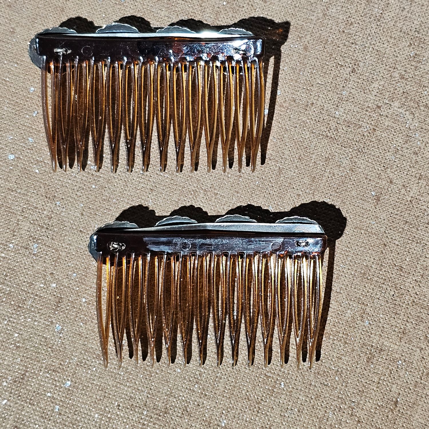 Vintage Western Hair Combs with Silver Concho Accents - Set of 2 - Image 2