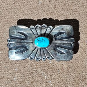 Vintage Sterling Silver Turquoise Native American Belt Buckle TC