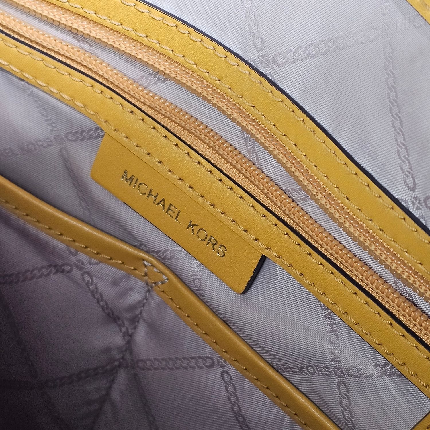 Michael Kors Mustard Yellow Leather Tote Bag - Image 2
