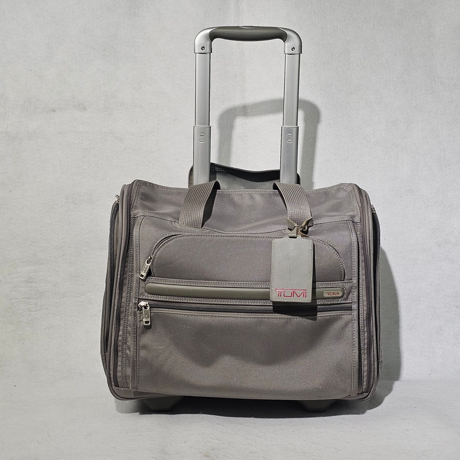 TUMI Gray Rolling Carry-On Travel Bag with Telescopic Handle - Image 2