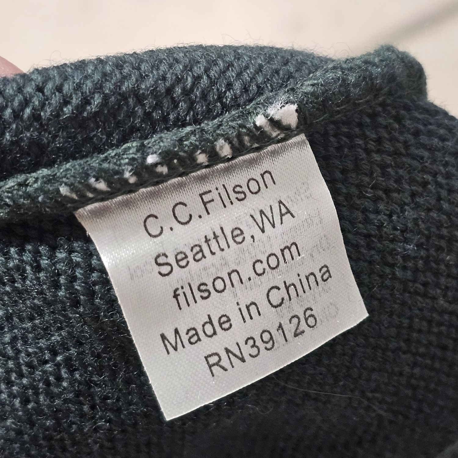 Filson Merino Wool Beanie Hat Dark Green One Size - Image 2
