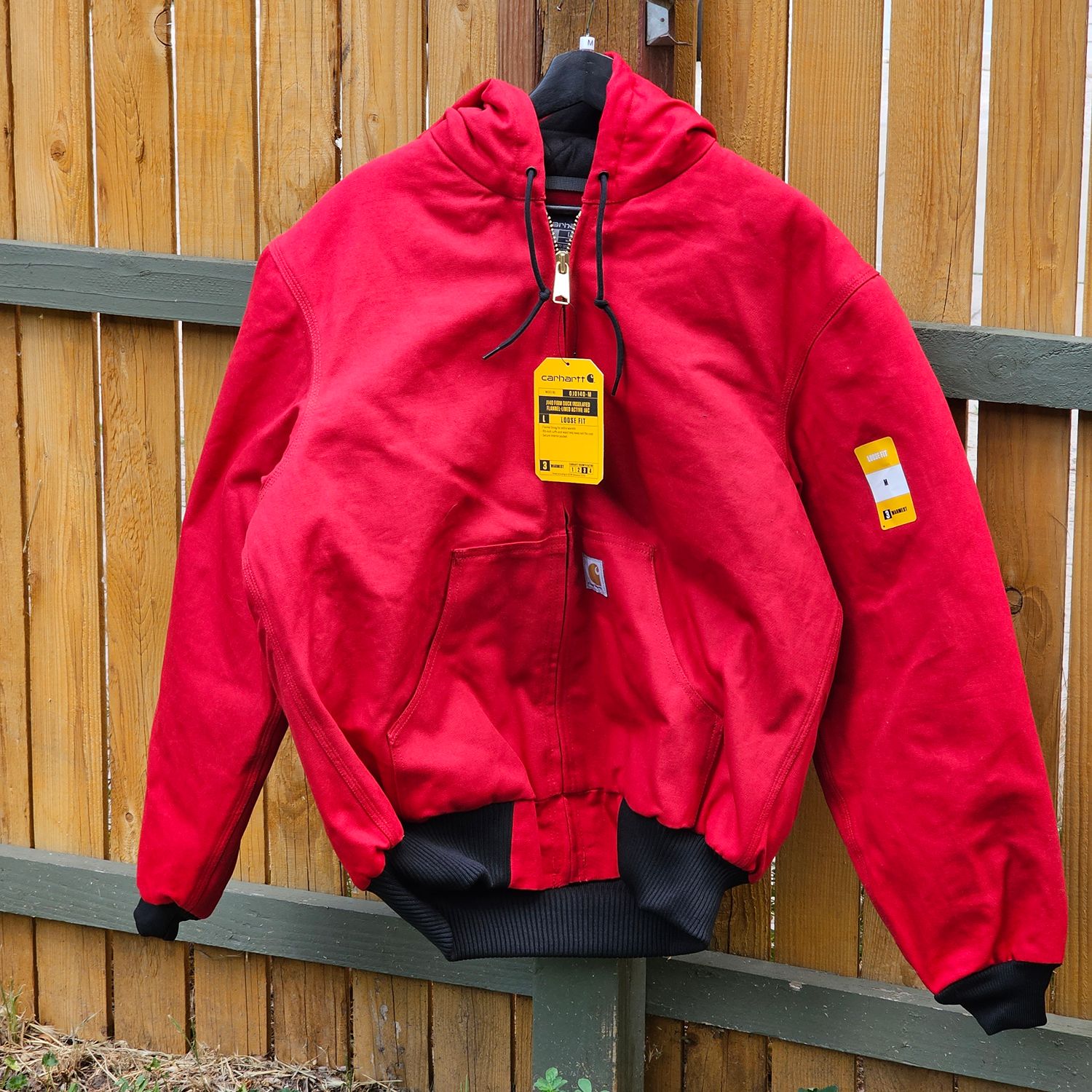 Carhartt Loose Fit Red Bleach Dyed Hooded Jacket Men's M - Image 2