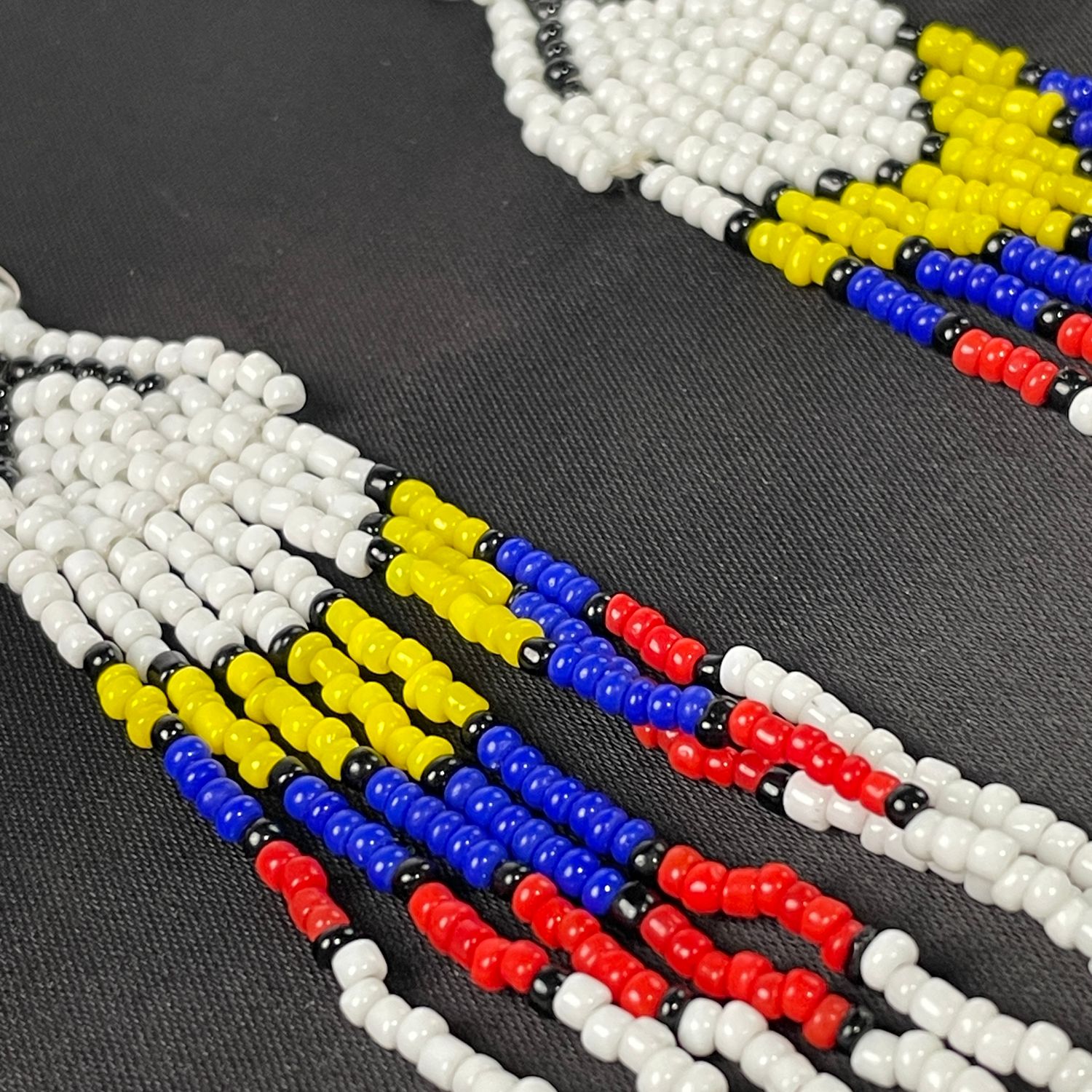 Handmade Native Style Beaded Dangle Earrings White Red Blue Yellow - Image 2