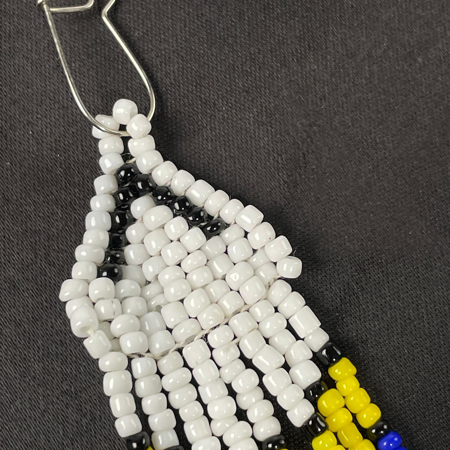 Handmade Native Style Beaded Dangle Earrings White Red Blue Yellow - Image 3