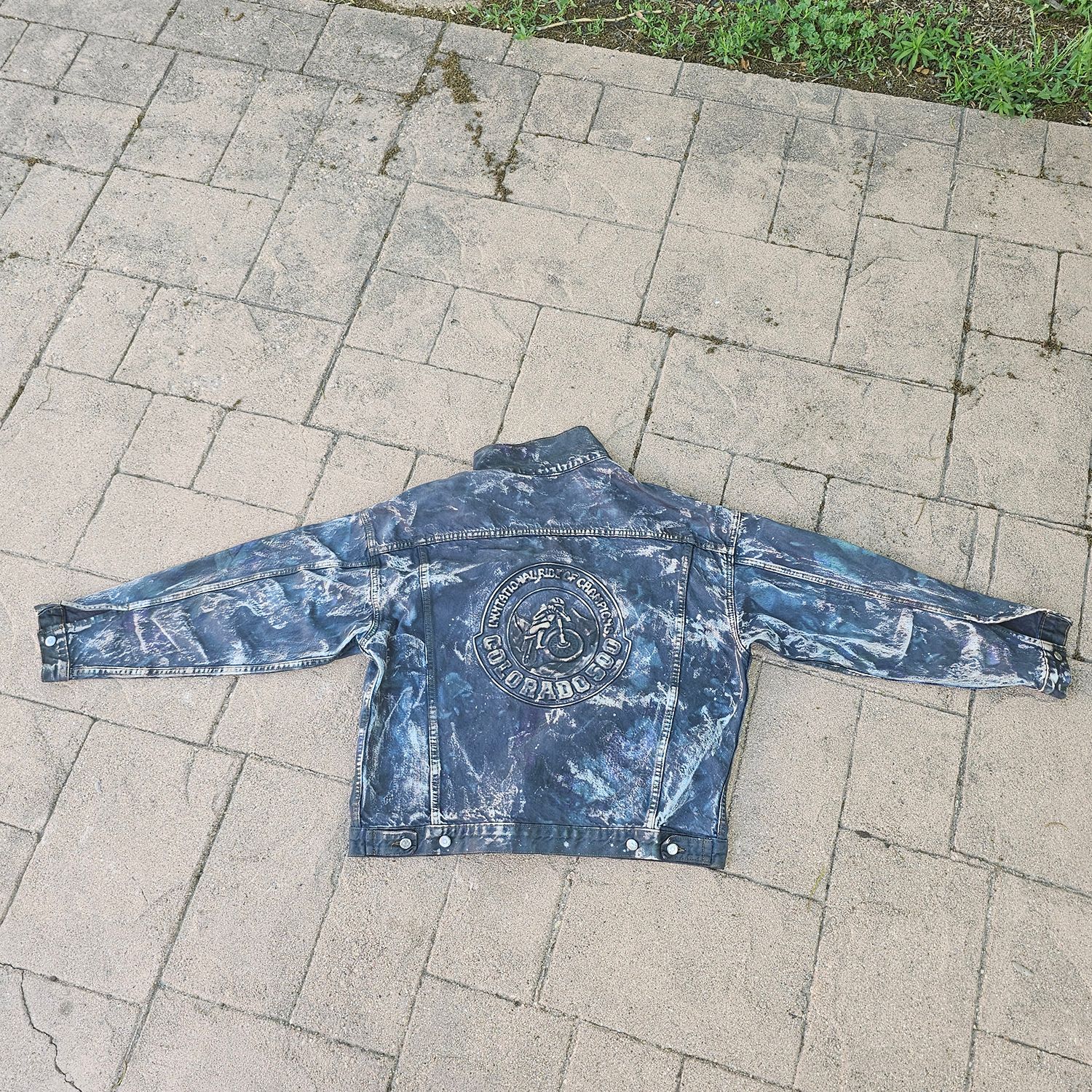 Vintage Colorado 500 Motorcycle Denim Jacket Tie Dye Men's Large - Image 4