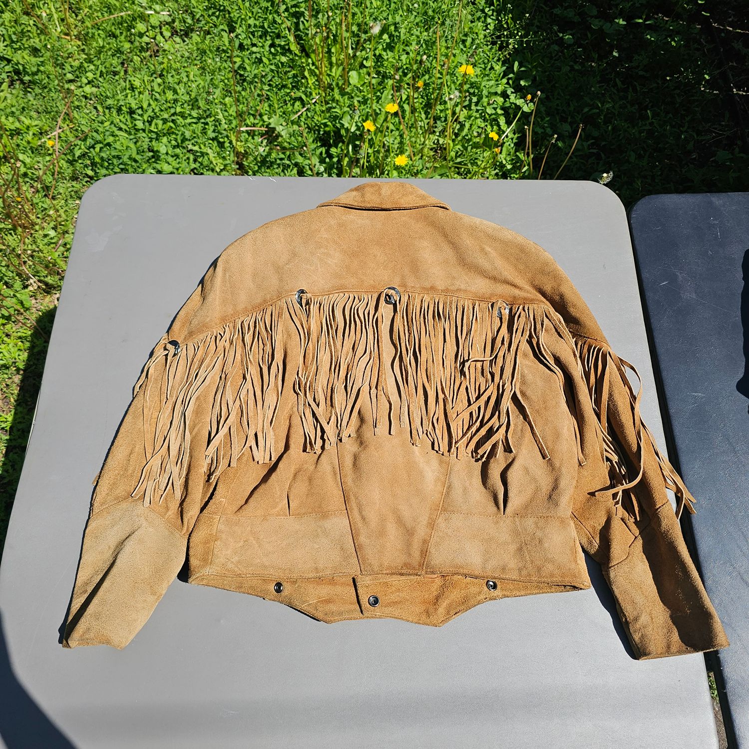 Anne Gee Vintage Brown Suede Leather Fringe Western Jacket Women's Small - Image 4