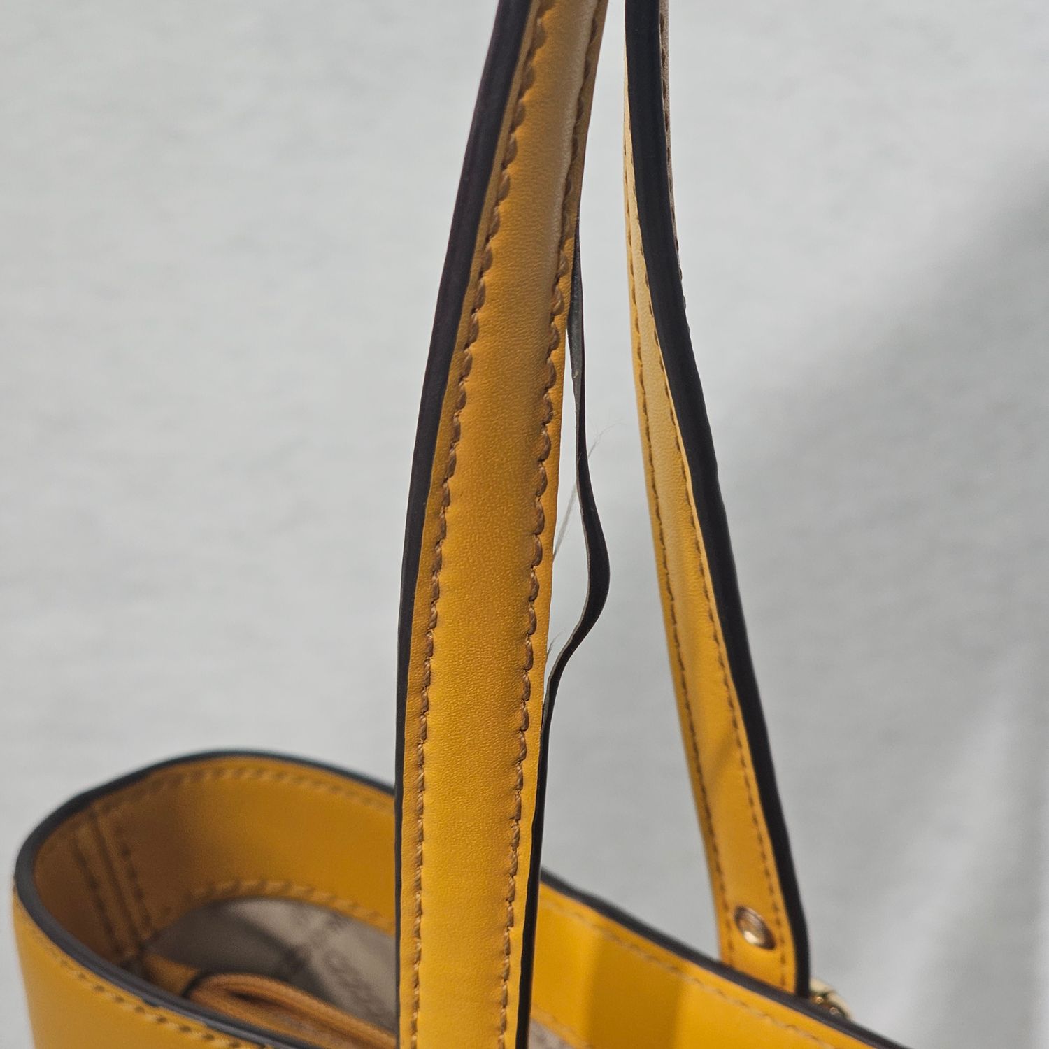 Michael Kors Mustard Yellow Leather Tote Bag - Image 4