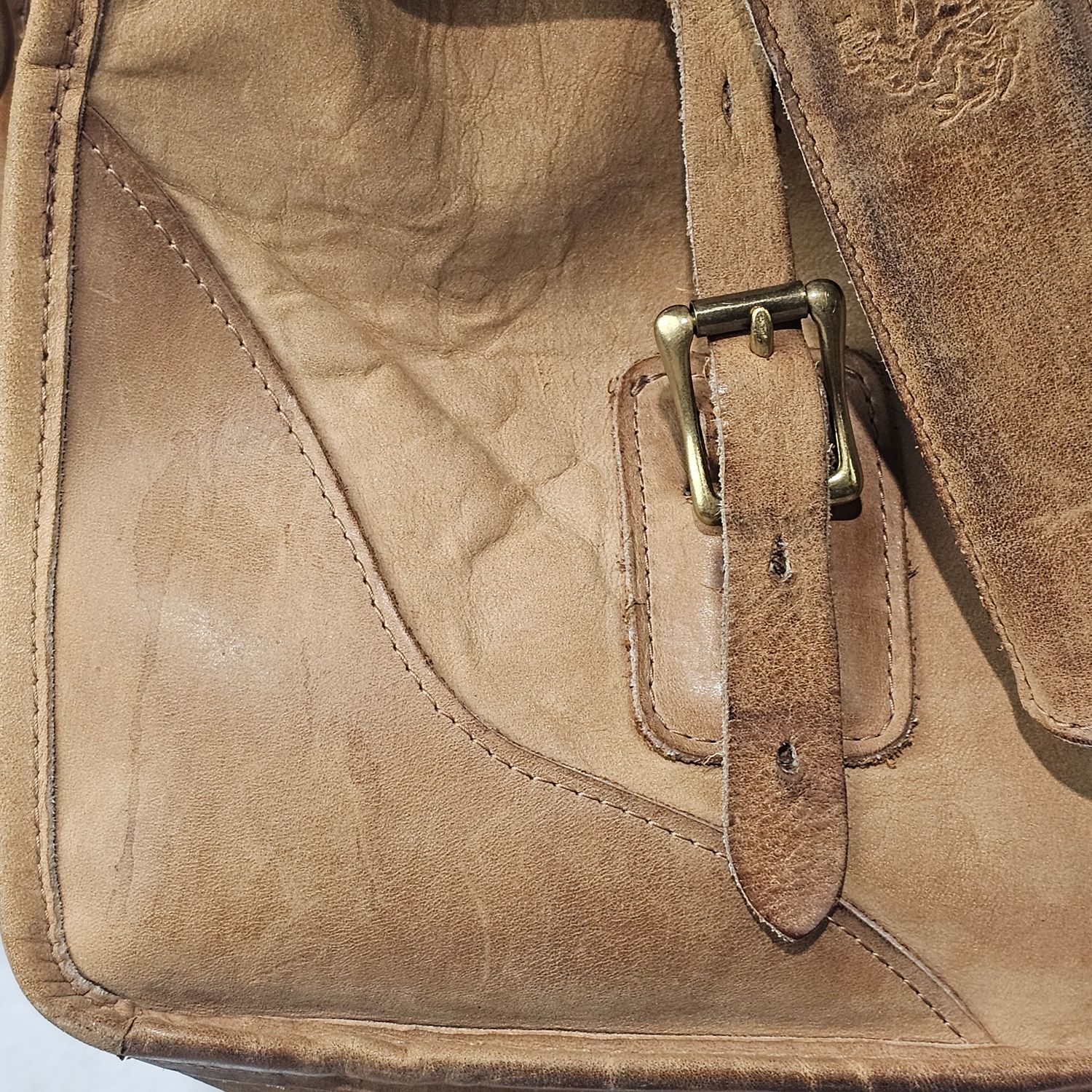 Gokey Company Leather Messenger Bag Briefcase Tan Vintage USA - Image 5