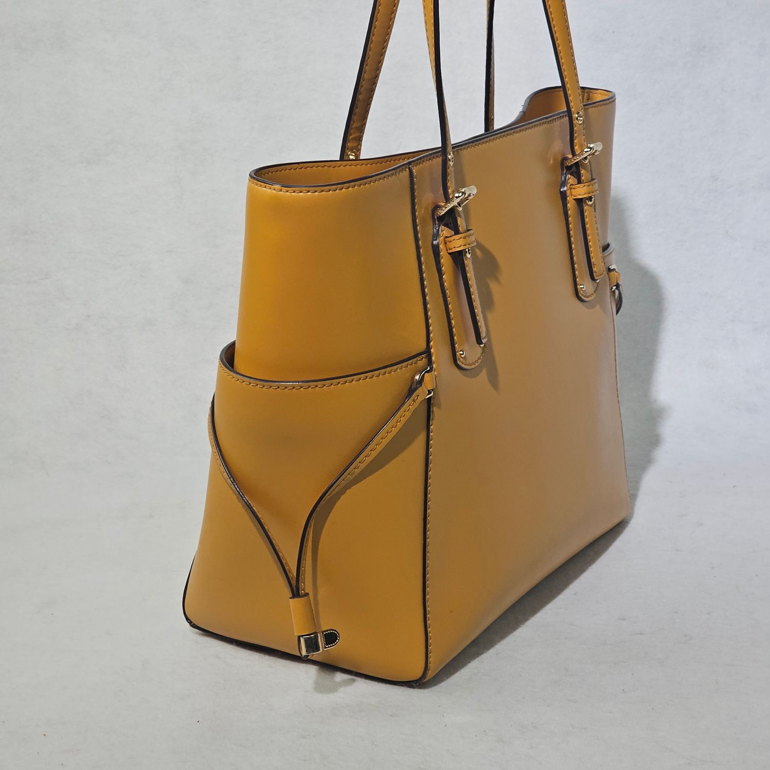 Michael Kors Mustard Yellow Leather Tote Bag - Image 5