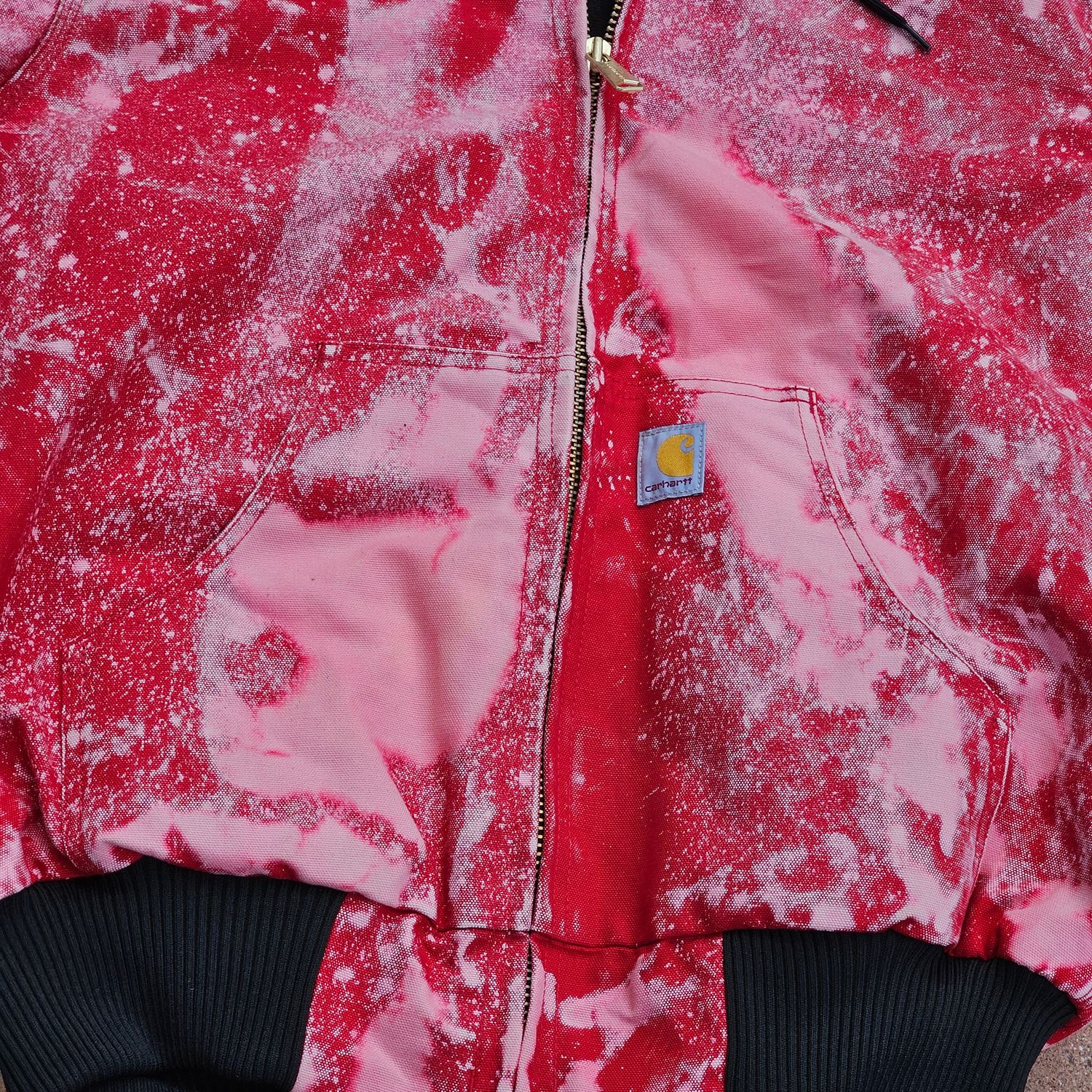Carhartt Loose Fit Red Bleach Dyed Hooded Jacket Men's M - Image 5