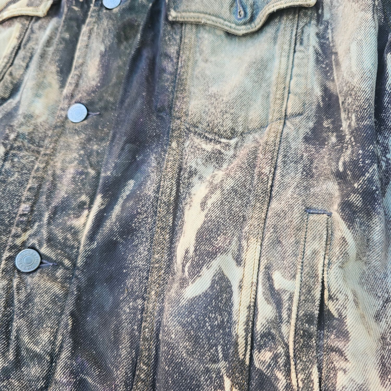 Men's Acid Wash Black & White Denim Jacket Vintage Style - Image 4