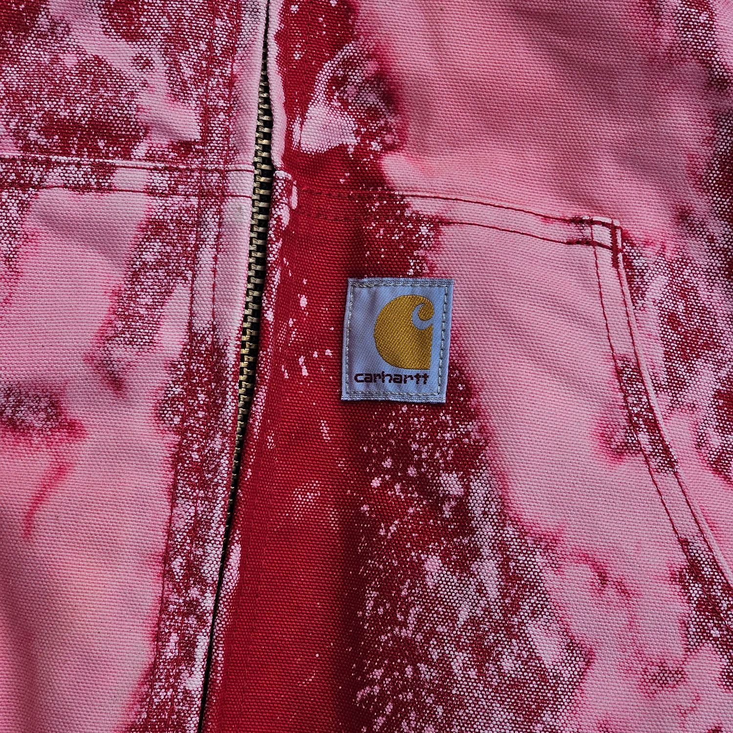 Carhartt Loose Fit Red Bleach Dyed Hooded Jacket Men's M - Image 6
