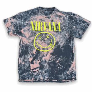 Nirvana Smiley Face Bleach Tie Dye Band T-Shirt Size L