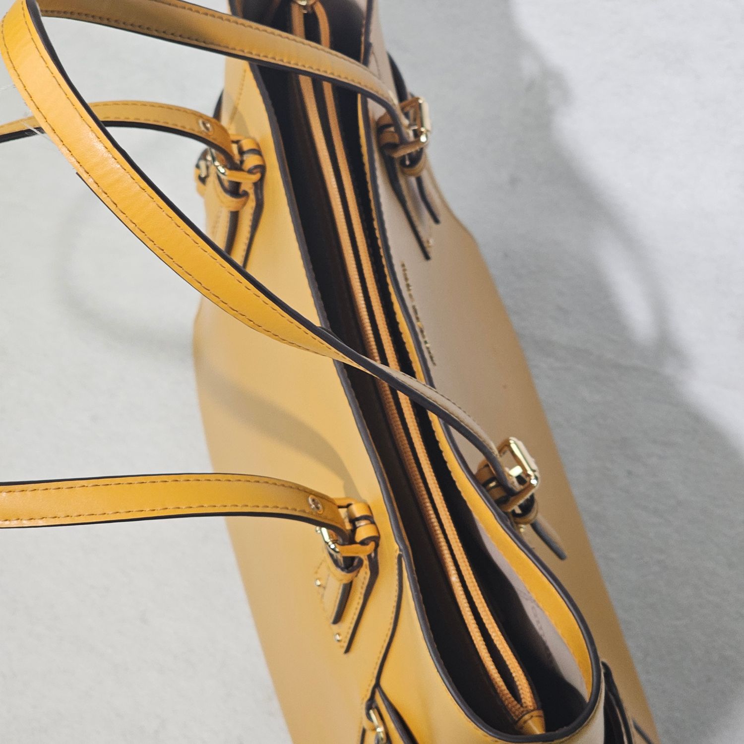 Michael Kors Mustard Yellow Leather Tote Bag - Image 7